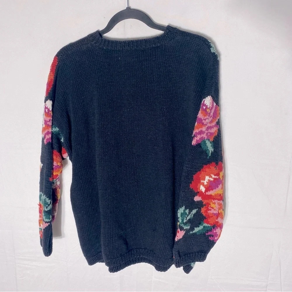 Vintage Paul Harris Ramie Cotton Floral Knit Crew Neck Sweater M Cottagecore - Picture 2 of 16